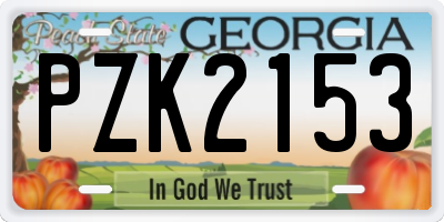 GA license plate PZK2153