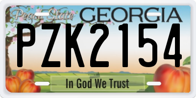 GA license plate PZK2154