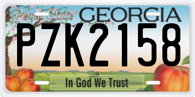 GA license plate PZK2158