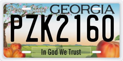 GA license plate PZK2160