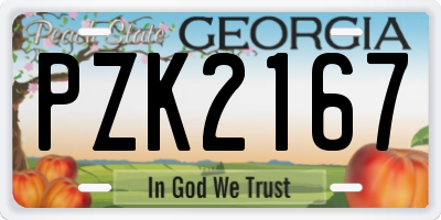 GA license plate PZK2167