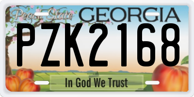 GA license plate PZK2168