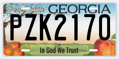 GA license plate PZK2170