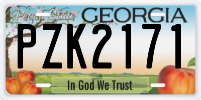 GA license plate PZK2171