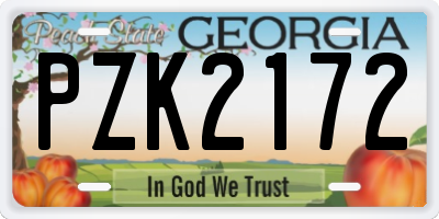 GA license plate PZK2172