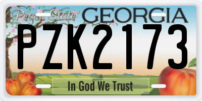 GA license plate PZK2173