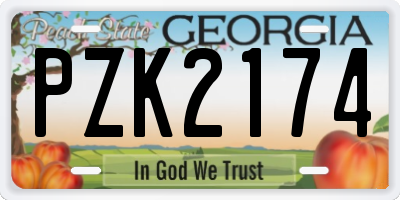 GA license plate PZK2174