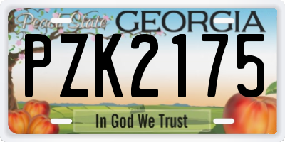 GA license plate PZK2175