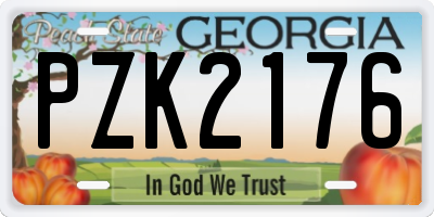GA license plate PZK2176