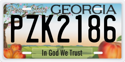 GA license plate PZK2186