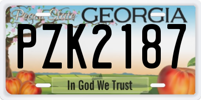 GA license plate PZK2187