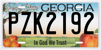 GA license plate PZK2192
