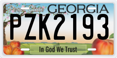 GA license plate PZK2193