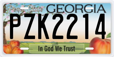 GA license plate PZK2214