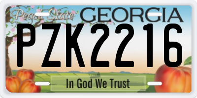 GA license plate PZK2216