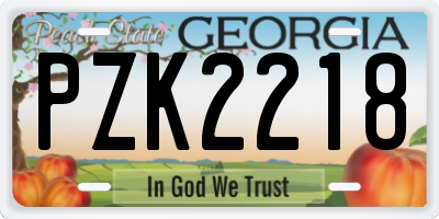 GA license plate PZK2218