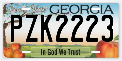 GA license plate PZK2223