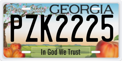 GA license plate PZK2225