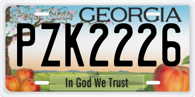 GA license plate PZK2226