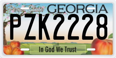 GA license plate PZK2228