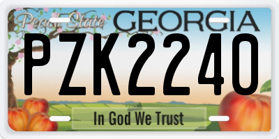 GA license plate PZK2240