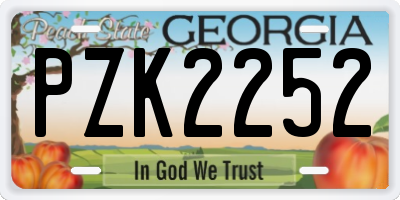 GA license plate PZK2252