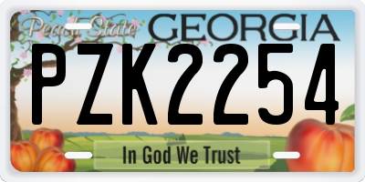 GA license plate PZK2254