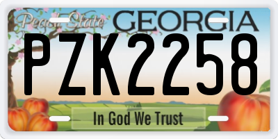 GA license plate PZK2258