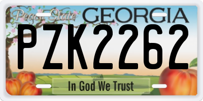 GA license plate PZK2262