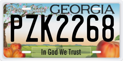 GA license plate PZK2268