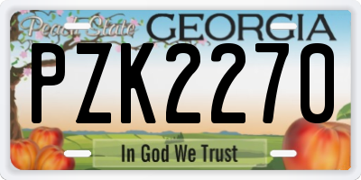 GA license plate PZK2270
