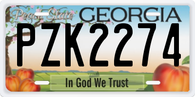 GA license plate PZK2274