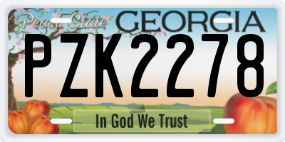 GA license plate PZK2278