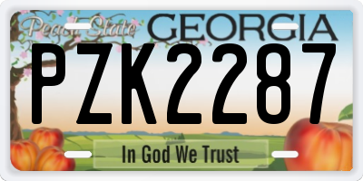 GA license plate PZK2287