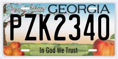 GA license plate PZK2340