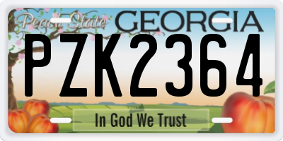 GA license plate PZK2364