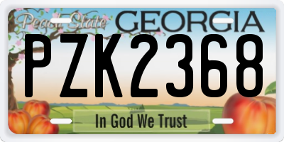 GA license plate PZK2368
