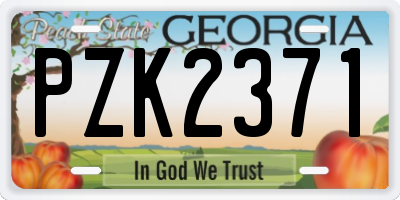 GA license plate PZK2371