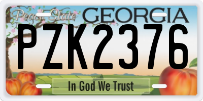 GA license plate PZK2376