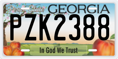 GA license plate PZK2388