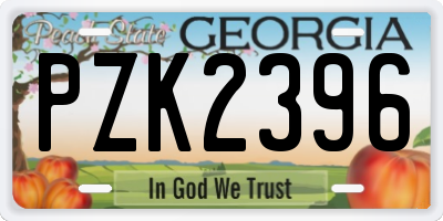 GA license plate PZK2396