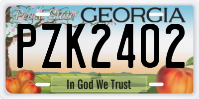 GA license plate PZK2402