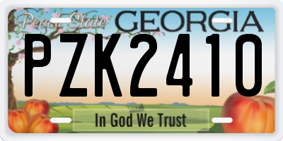 GA license plate PZK2410
