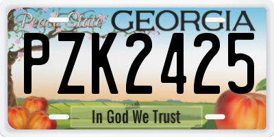 GA license plate PZK2425