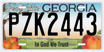 GA license plate PZK2443