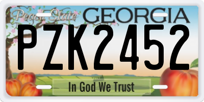 GA license plate PZK2452