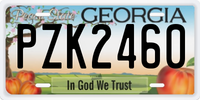GA license plate PZK2460