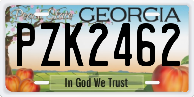 GA license plate PZK2462