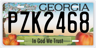 GA license plate PZK2468