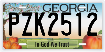 GA license plate PZK2512